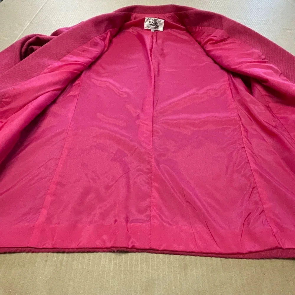 Vintage Women's Size‎ 10 Wool Blend Textured Hot Pink Blazer Jacket Pockets